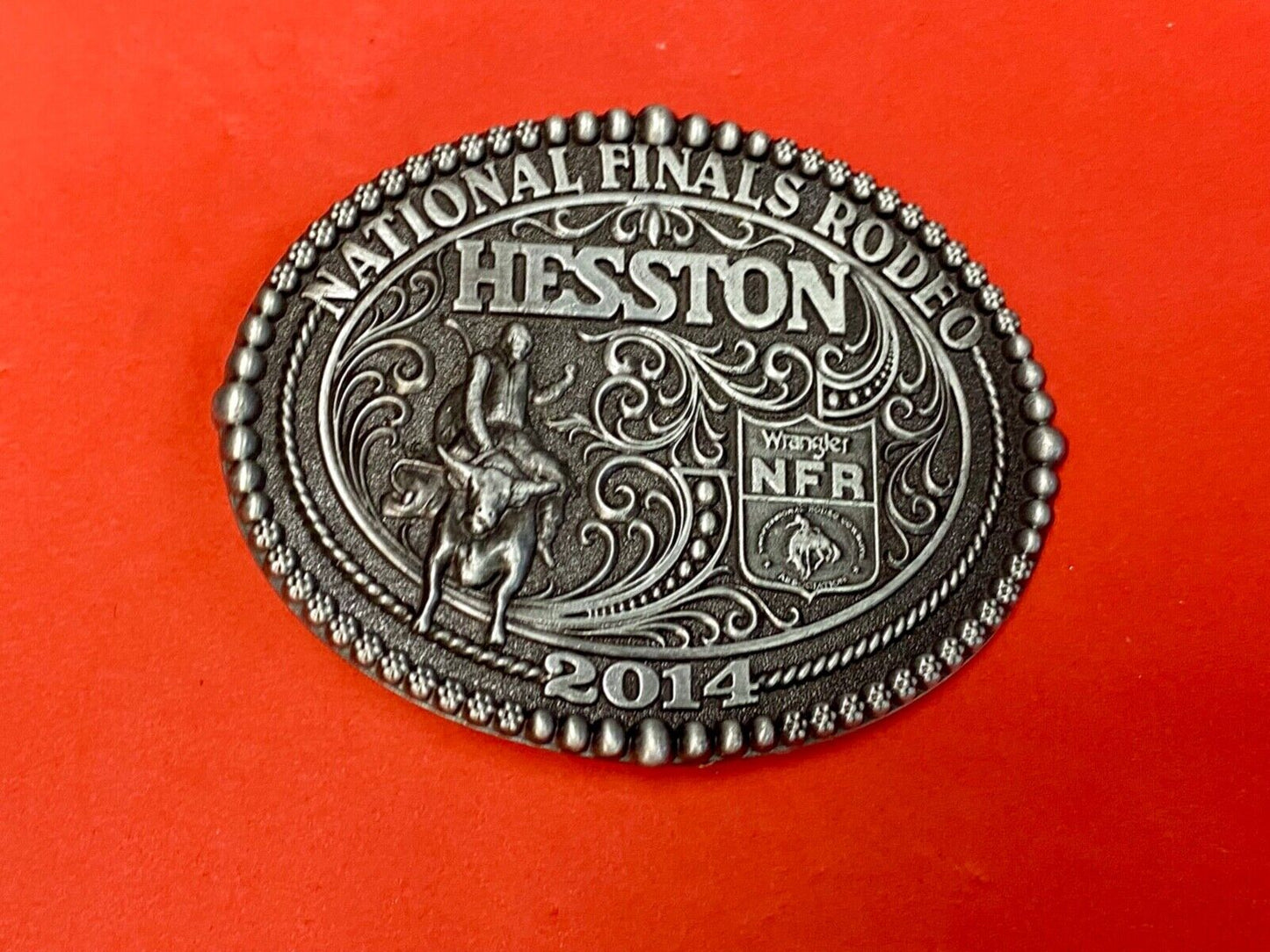 2014 Nos Youth Size Nfr National Finals Rodeo Montana Silversmiths Belt Buckle