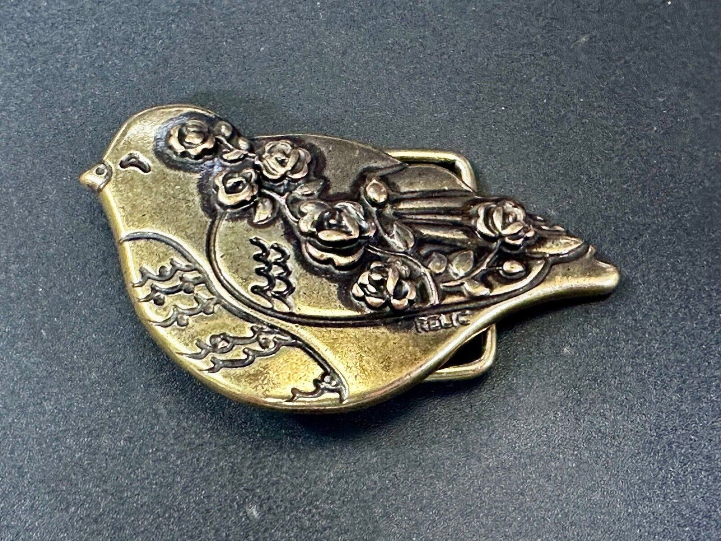 Bird Dove Shaped Cutout Figure Brass Tone Belt Buckle by Relic