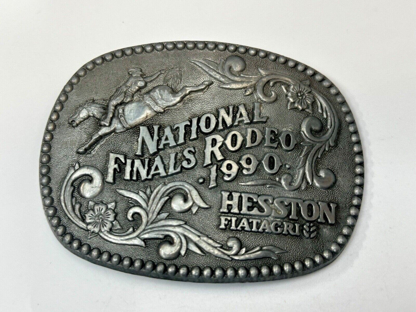 1990 ADM NATIONAL FINALS RODEO ADULT SIZE NFR NOS WESTERN COWBOY BELT BUCKLE