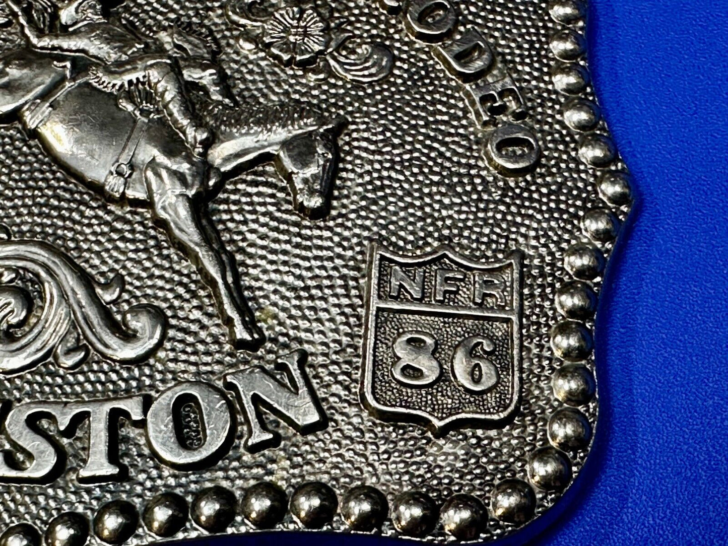 1986 Hesston National Finals Rodeo NFR Rodeo Cowboys NOS Western Belt Buckle