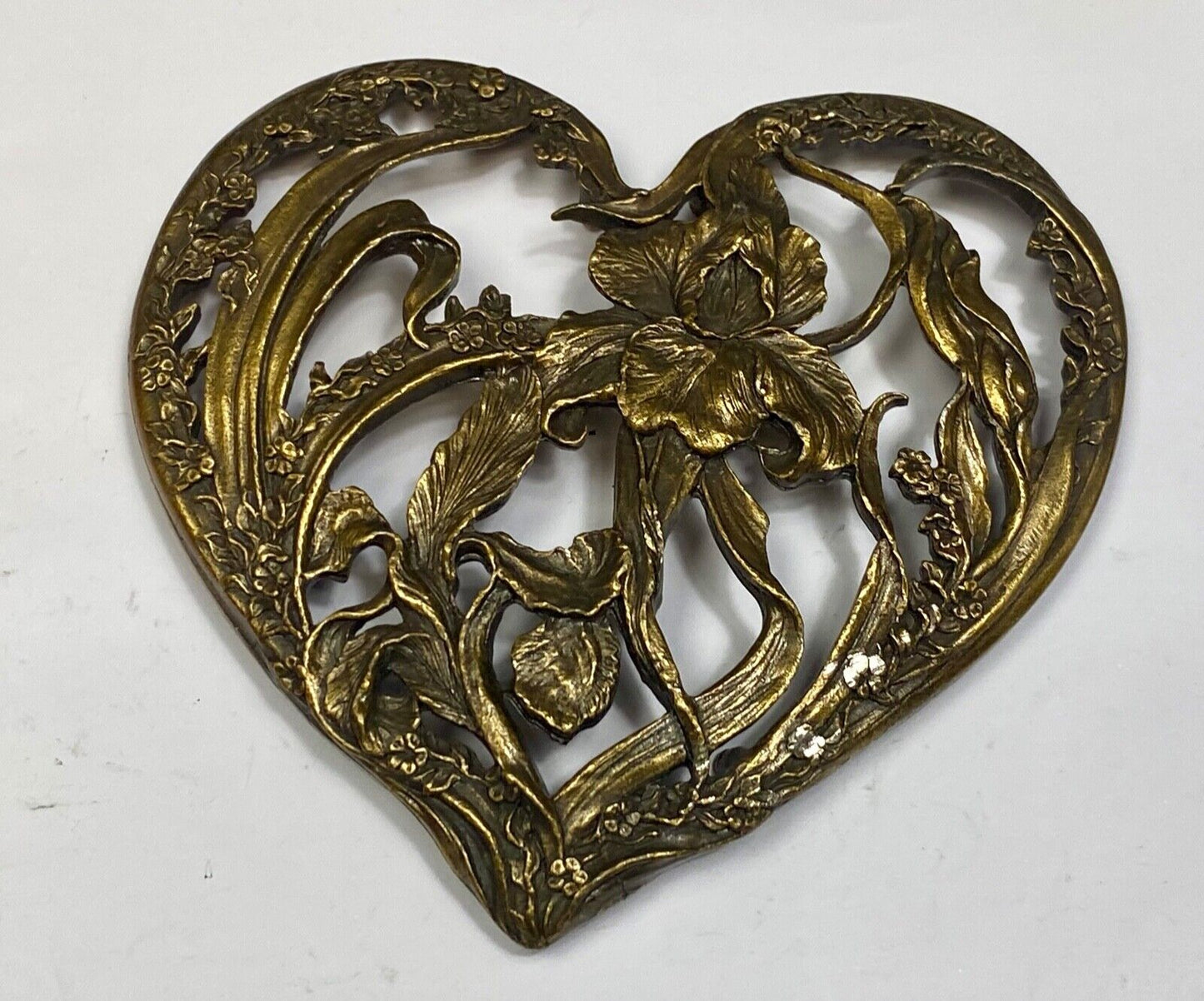 1989 Rawcliffe Pewter Lillie Heart Shape Potpourri Lid Pc 2912