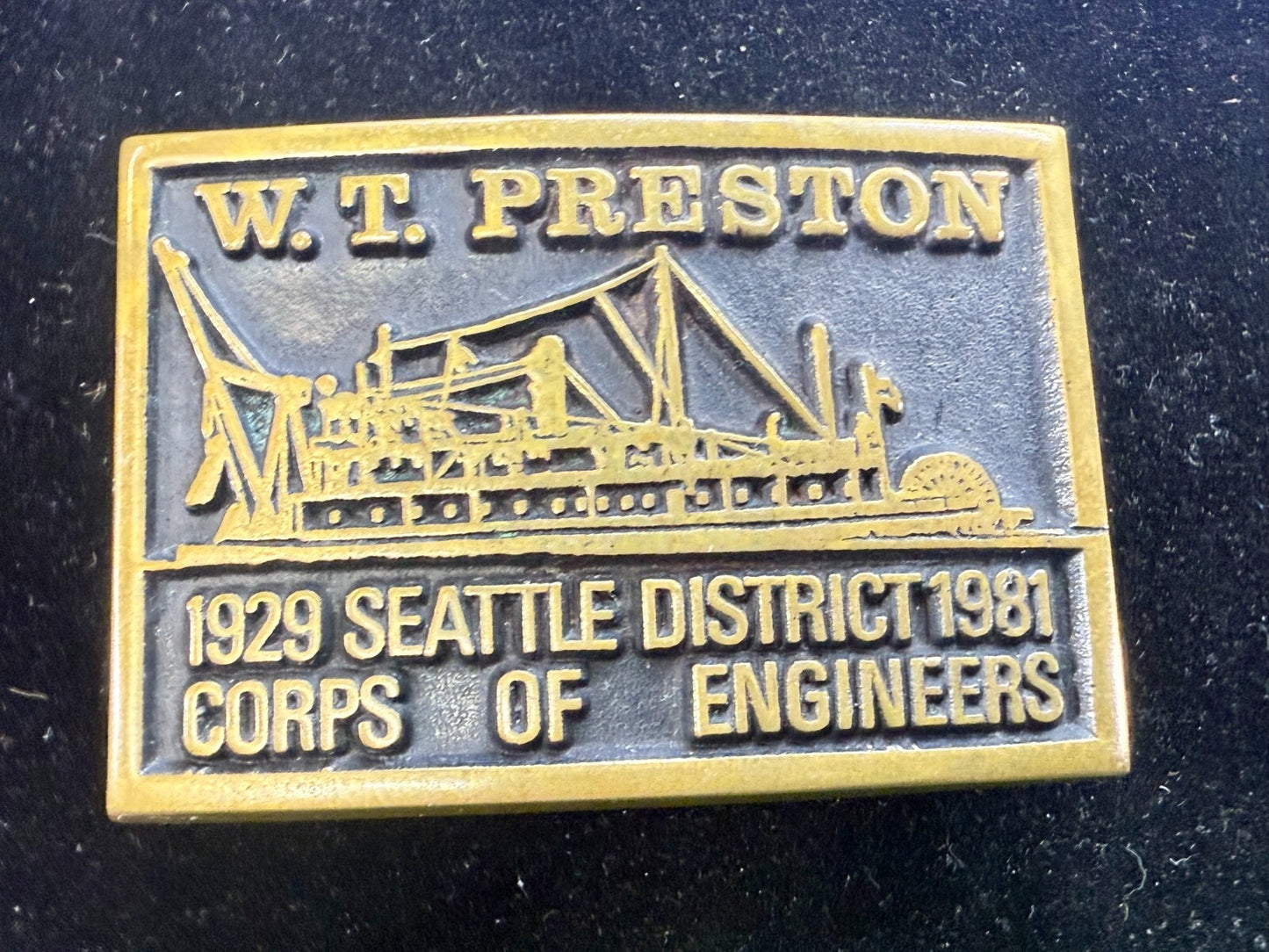 1929 Seattle District 1981 Corp of Engineer W.T Preston Solid Bronze Belt Buckle