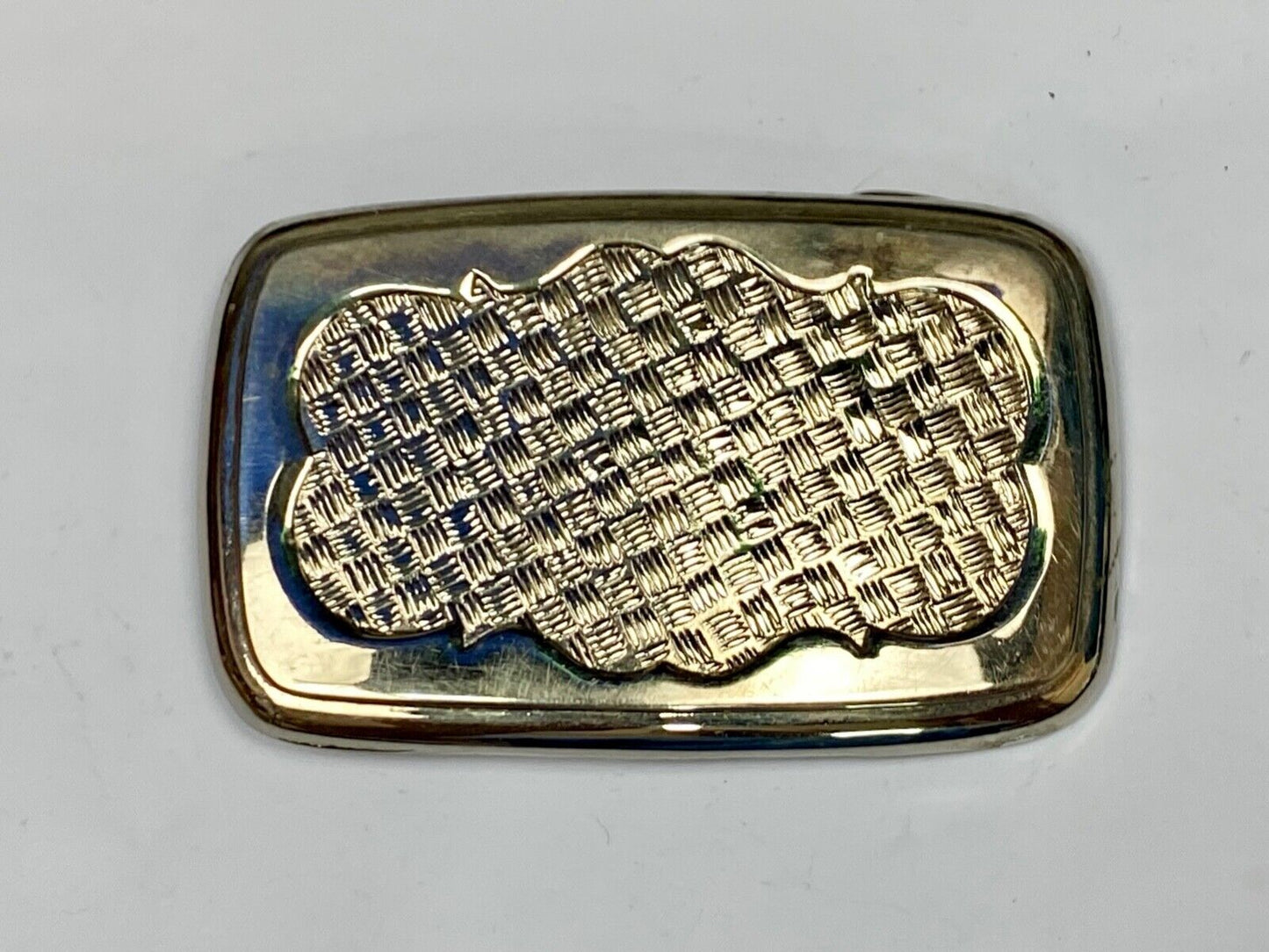 Unique Nickel Silver Rounded Corner Weave Pattern Westerner Belt Buckle
