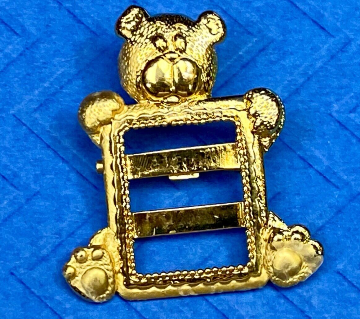 Vintage JJ Brooch Teddy Bear Cut-Out Gold Tone Brooch Pin For Your Picture