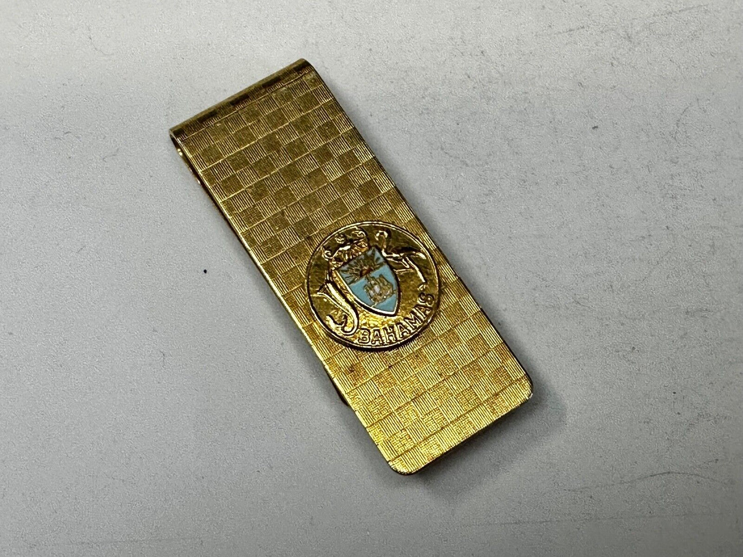Bahamas Shield Crest Seal Logo Vintage Gold Tone Money Clip
