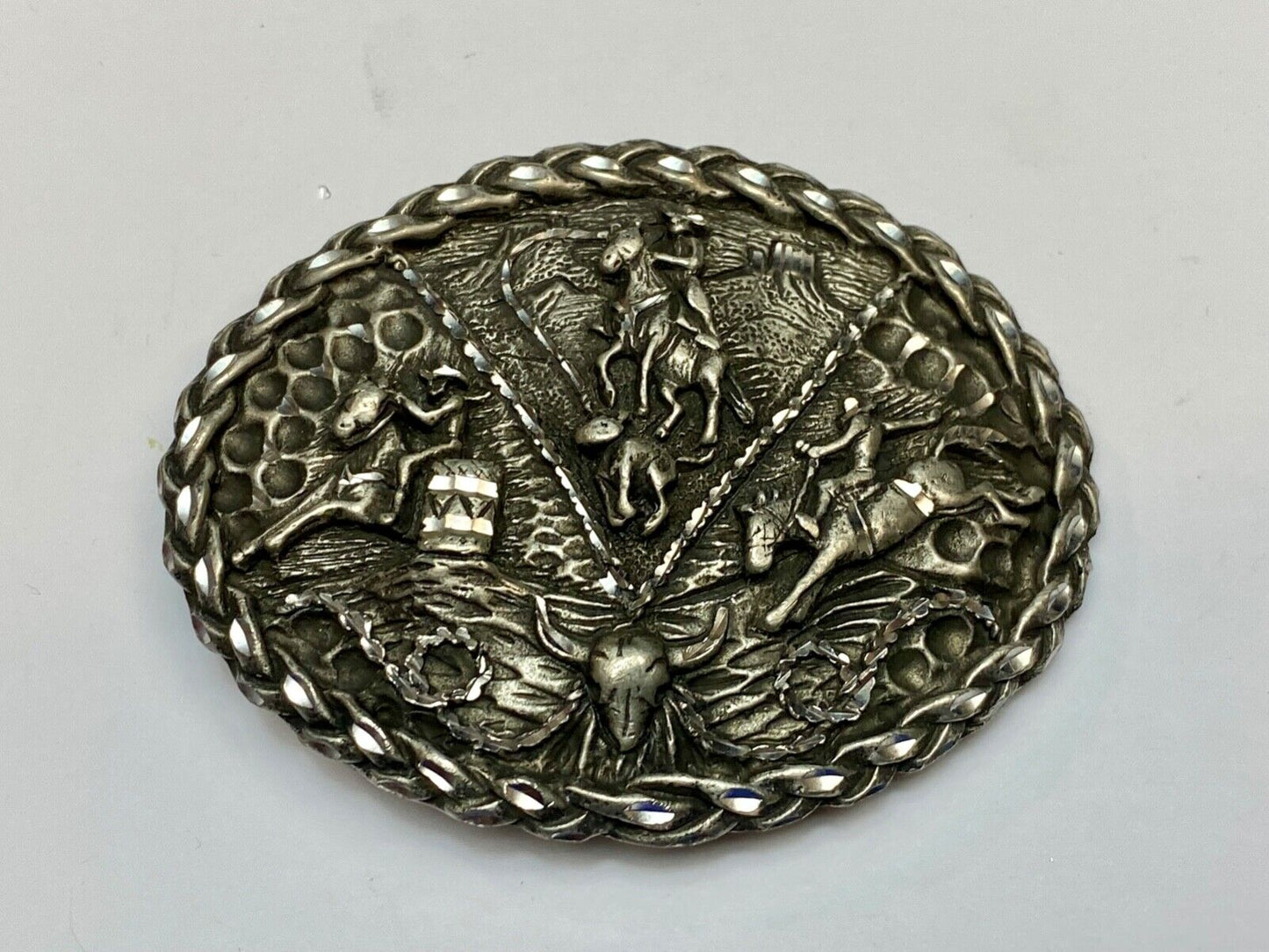 Barrel Racing, Saddle Bronc Rider, everything cowboy Vtg. EGE 1992 belt buckle