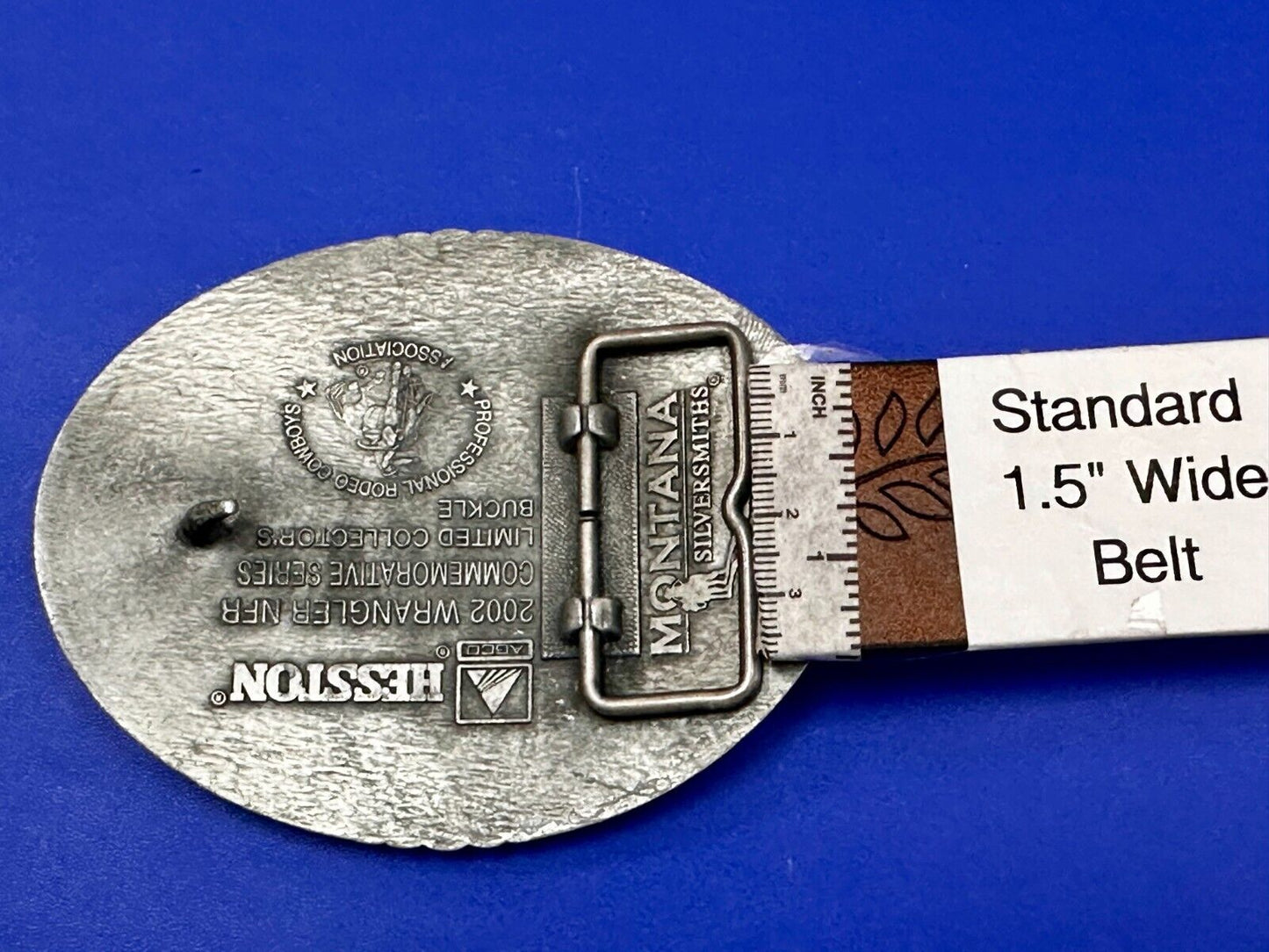 2002 Hesston NFR National Finals Rodeo Wrangler Montana Silversmiths Belt Buckle