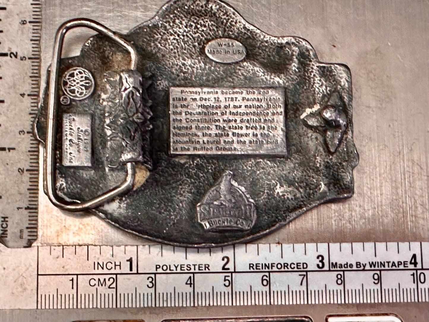 The State of Pennsylvania Virtue Liberty Independence 1982 Siskiyou Belt Buckle