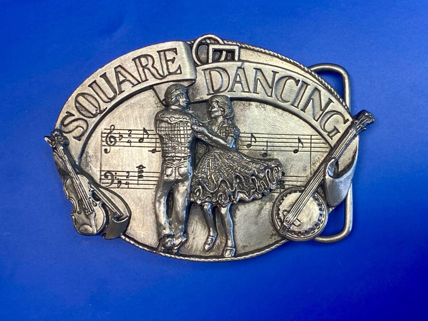 Vintage 1985 Western Country Line Square Dancing Belt Buckle By Siskiyou