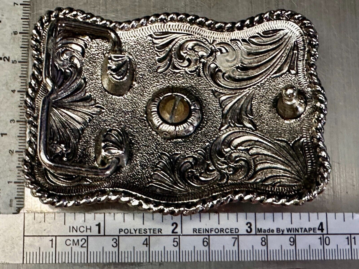 Texas Longhorn Centerpiece Two Tone Ornate Floral Themed Belt Buckle