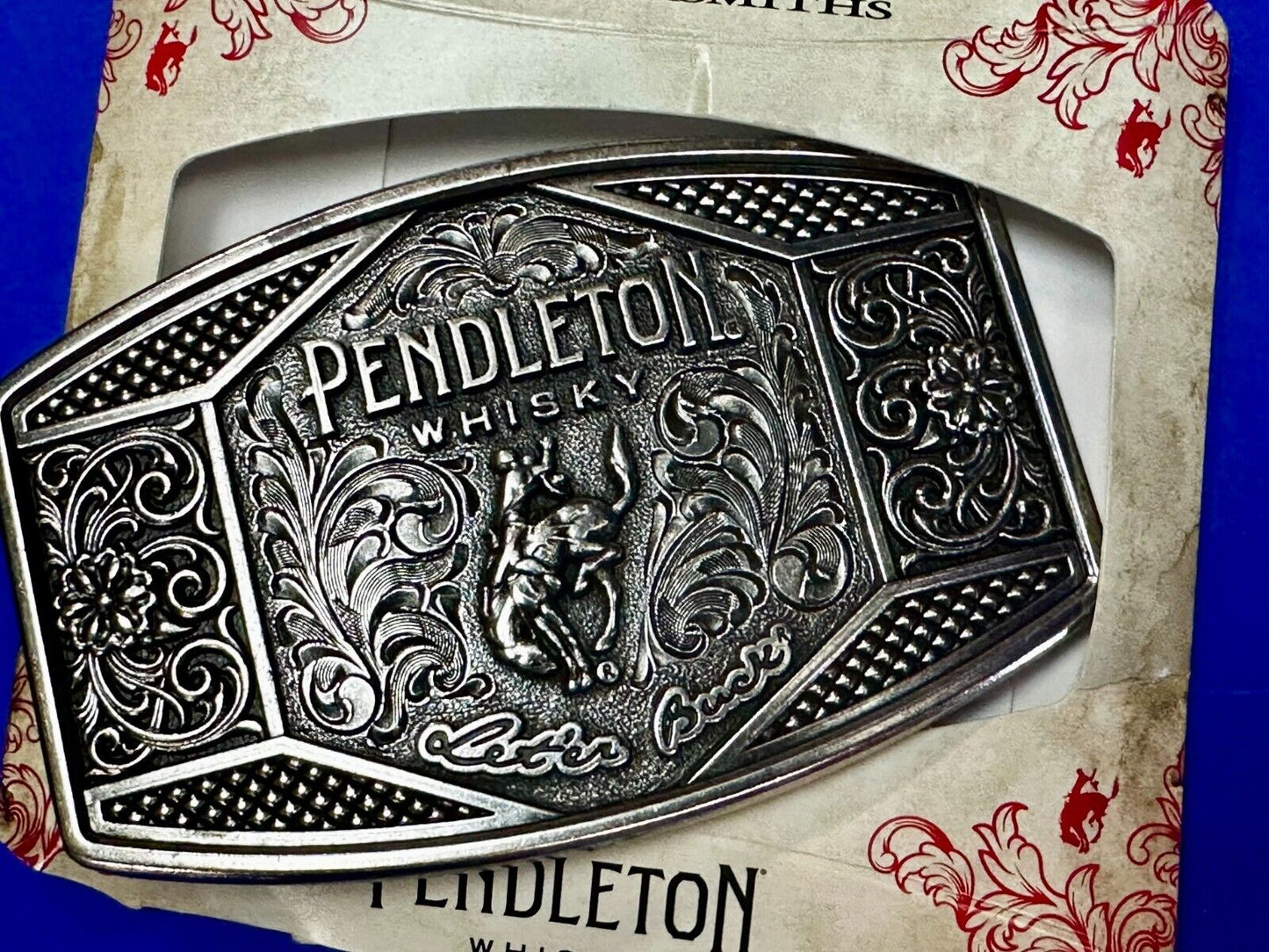 2022 Pendleton whiskey Let'er Buck Rodeo Cowboy Belt Buckle Montana Silversmiths