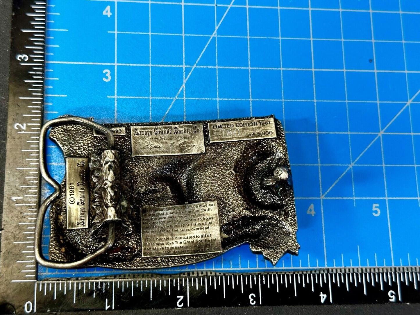 The Great Southwest Navajo Indian Hunter Commemorative Vintage 1981 Belt Buckle
