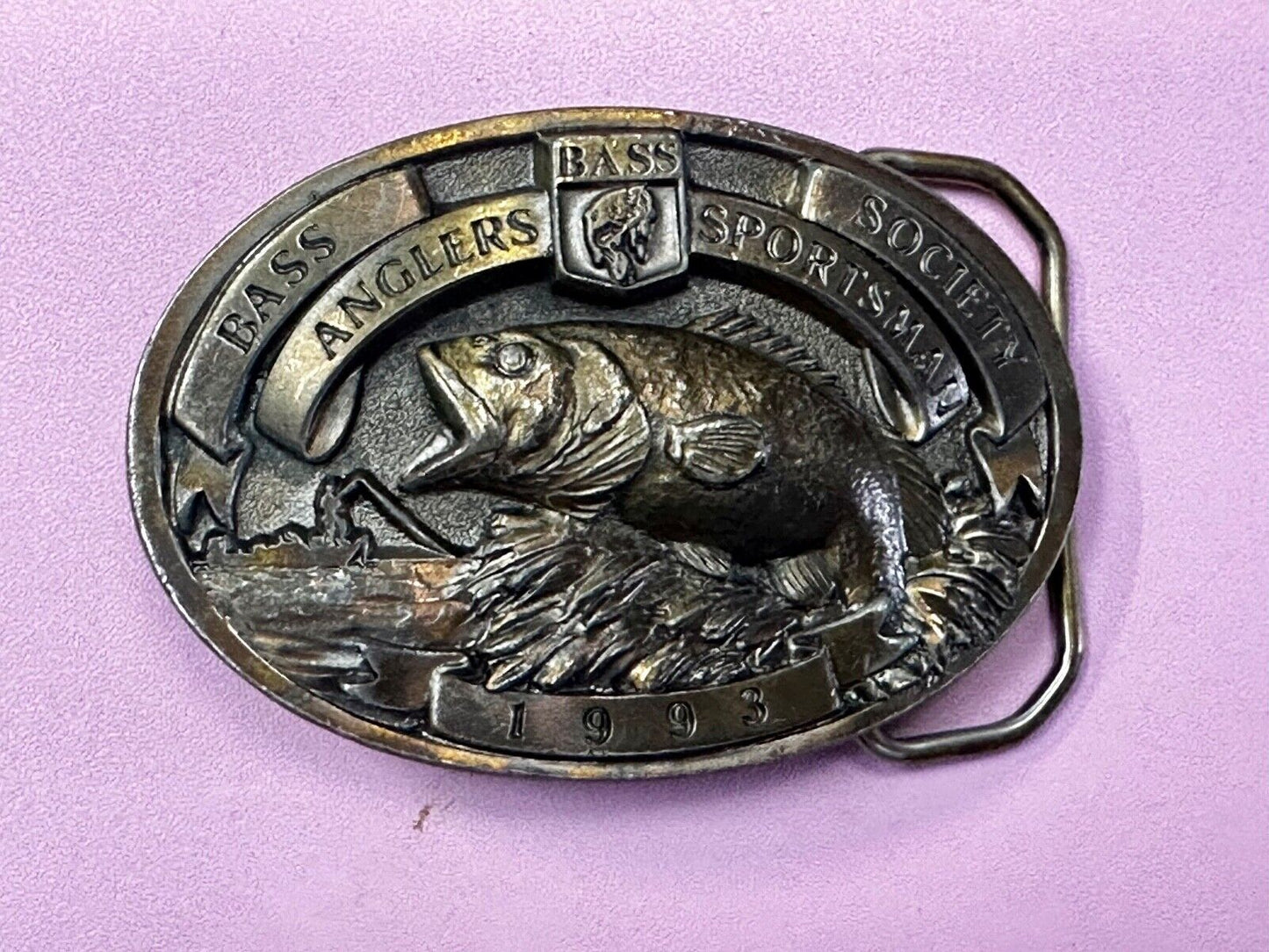 1993 BASS Anglers Sportsman Society Sport Fishing Fishermans Belt Buckle