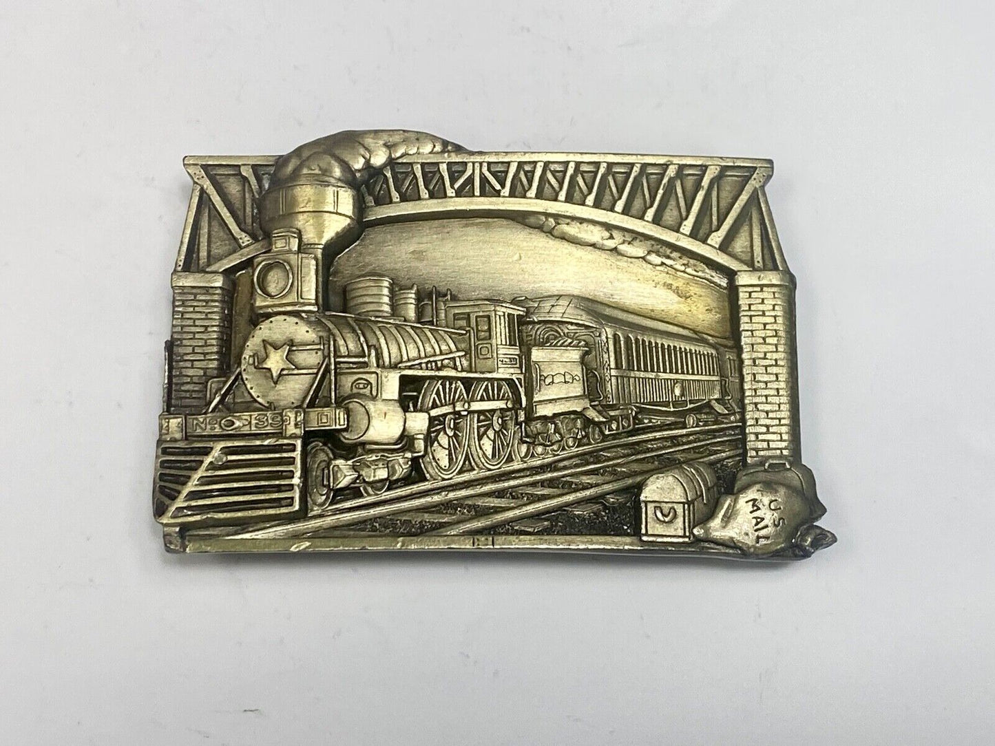The Golden Age of the Railroad Steam Train Engine Collectors belt buckle