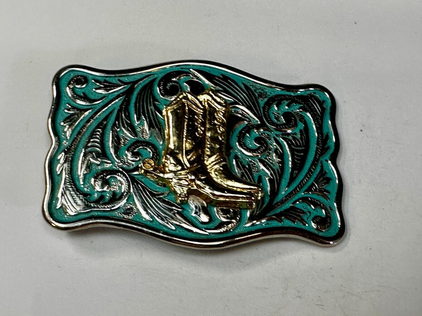 Beautiful Cowboy Cowgirls Boots Shoes Swirl Flower Western Framed Belt Buckle