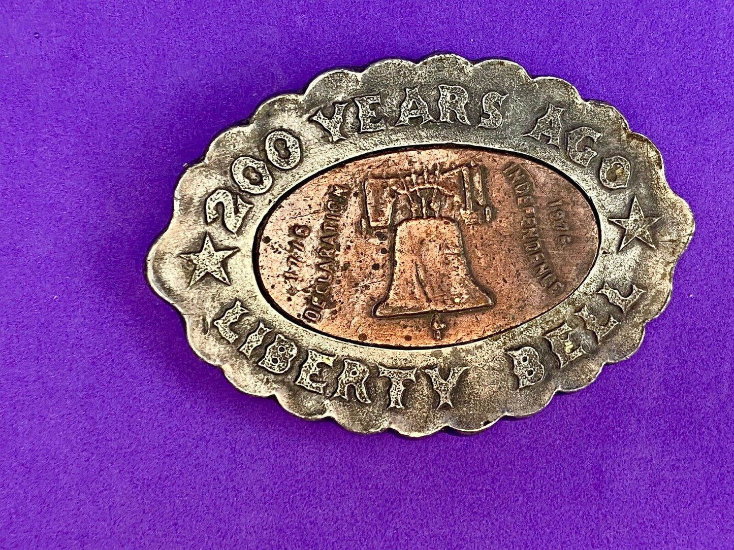 VINTAGE 200 Years Ago Liberty Bell Belt Buckle Bergamot Y-37
