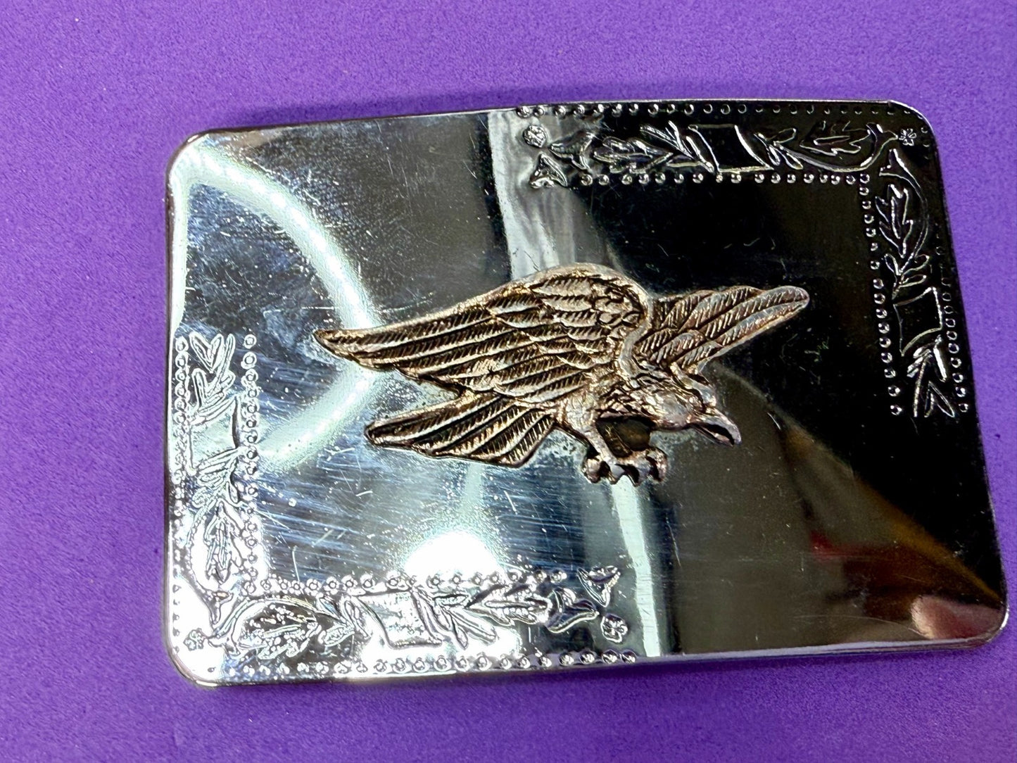 American Eagle Flying Diving Hunting on Reflective Two Tone Western Belt Buckle