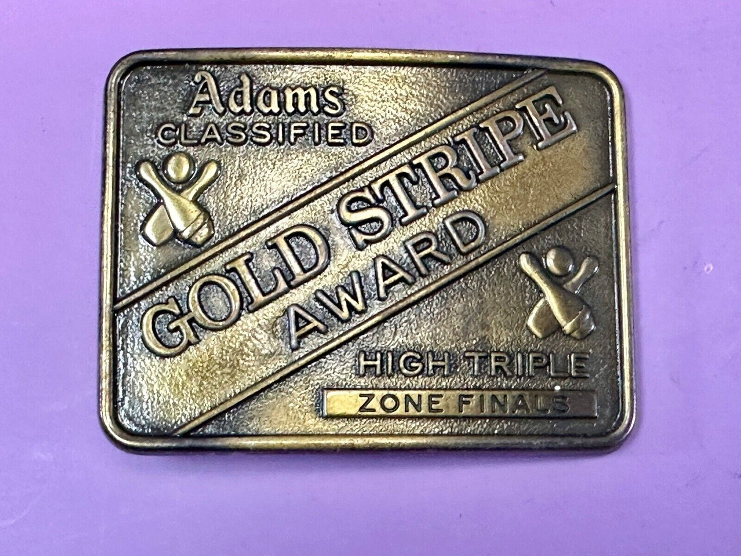 Adams Classified Bowling Gold Strike Award high Triple Zone Finals belt buckle