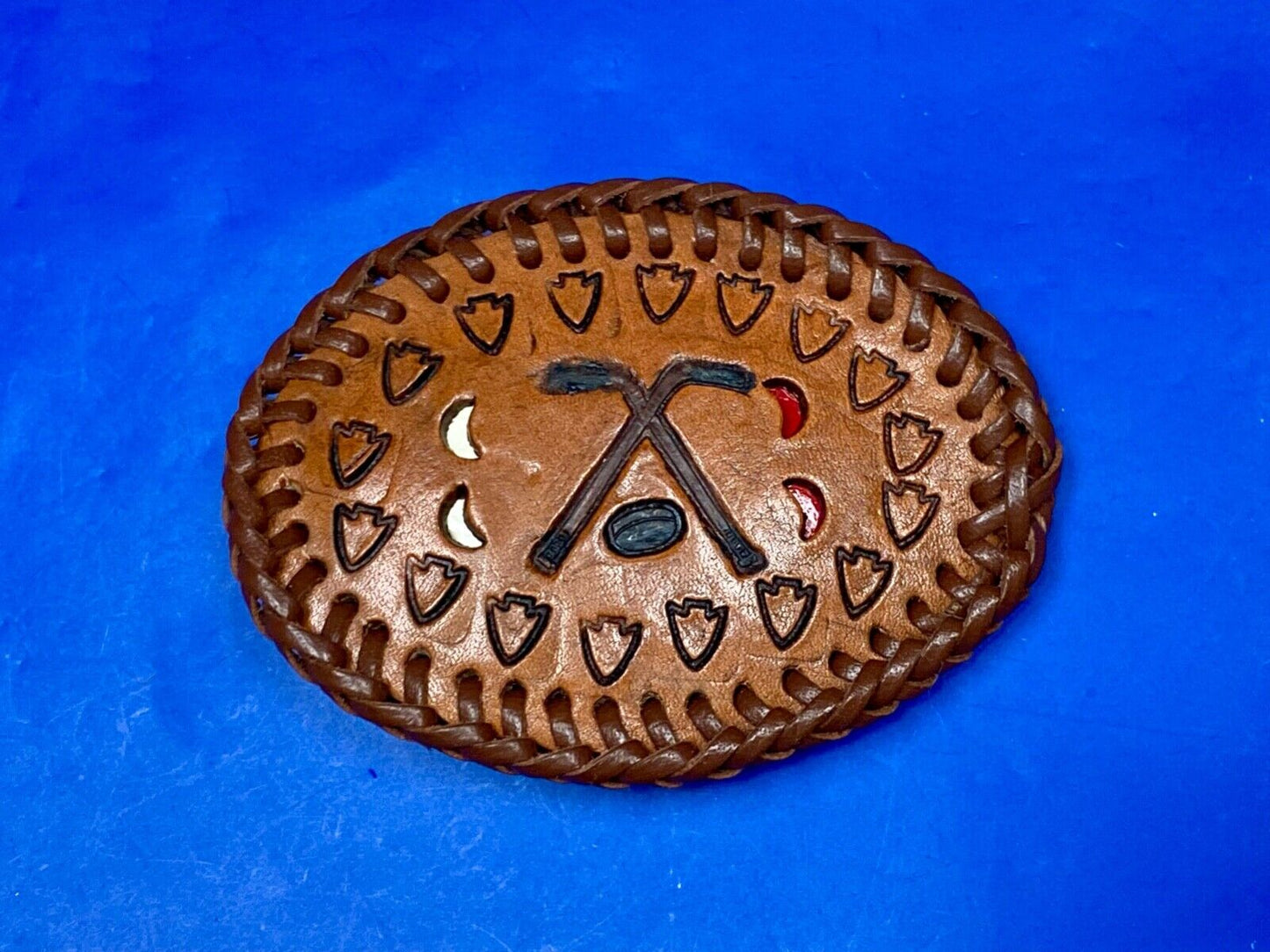 Ultimate Hockey Fan - Hand Stitched Leather Western Oval Belt Buckle