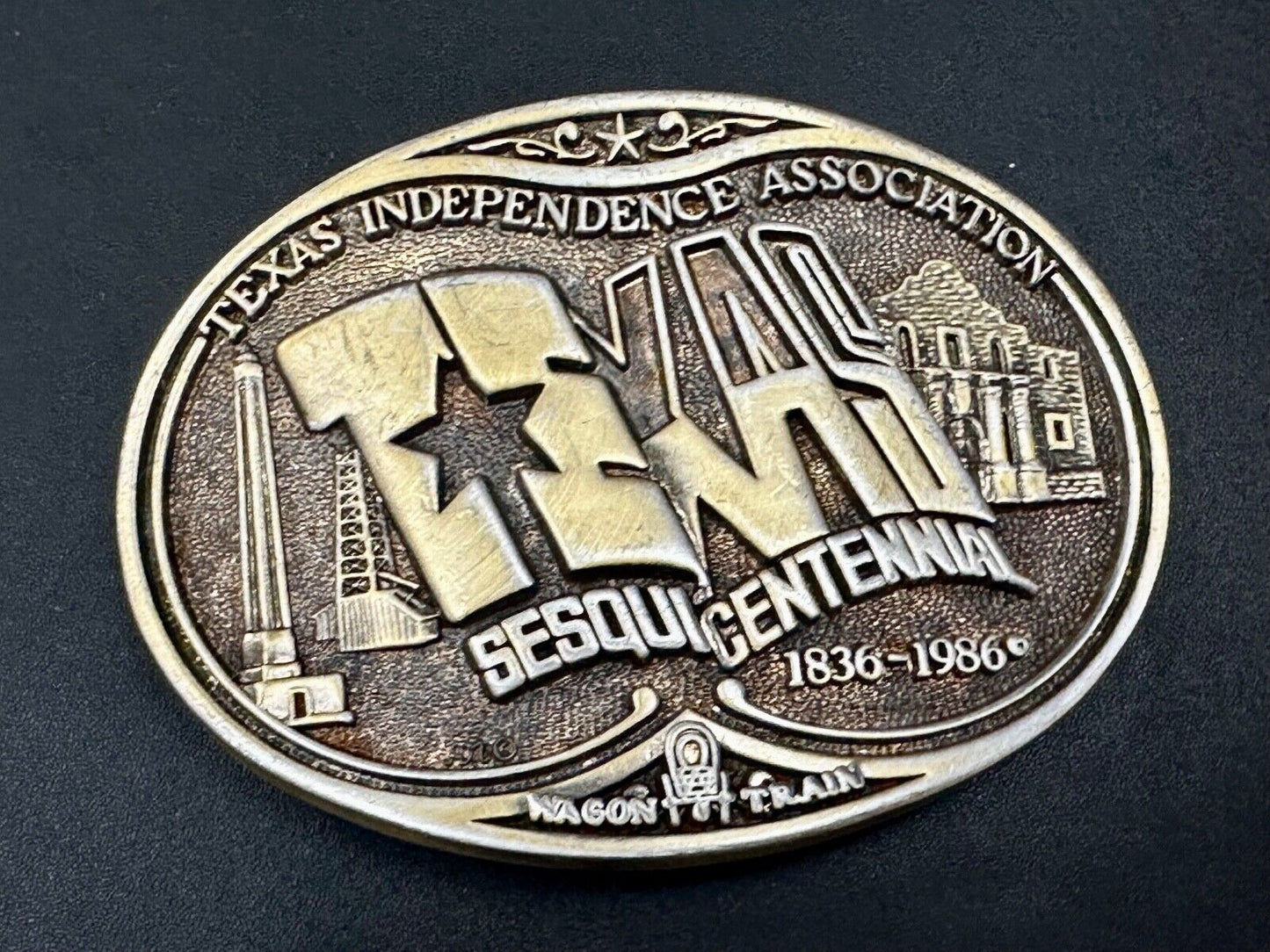 Texas State Sesquicentennial 150 year celebration solid brass ADM belt buckle