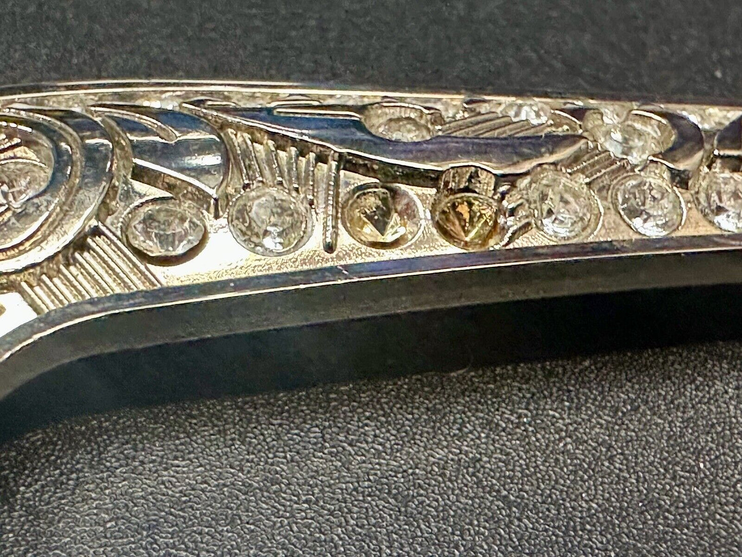 Vintage Black Diamond silver tone ranger style Belt Buckle - Missing rhinestone