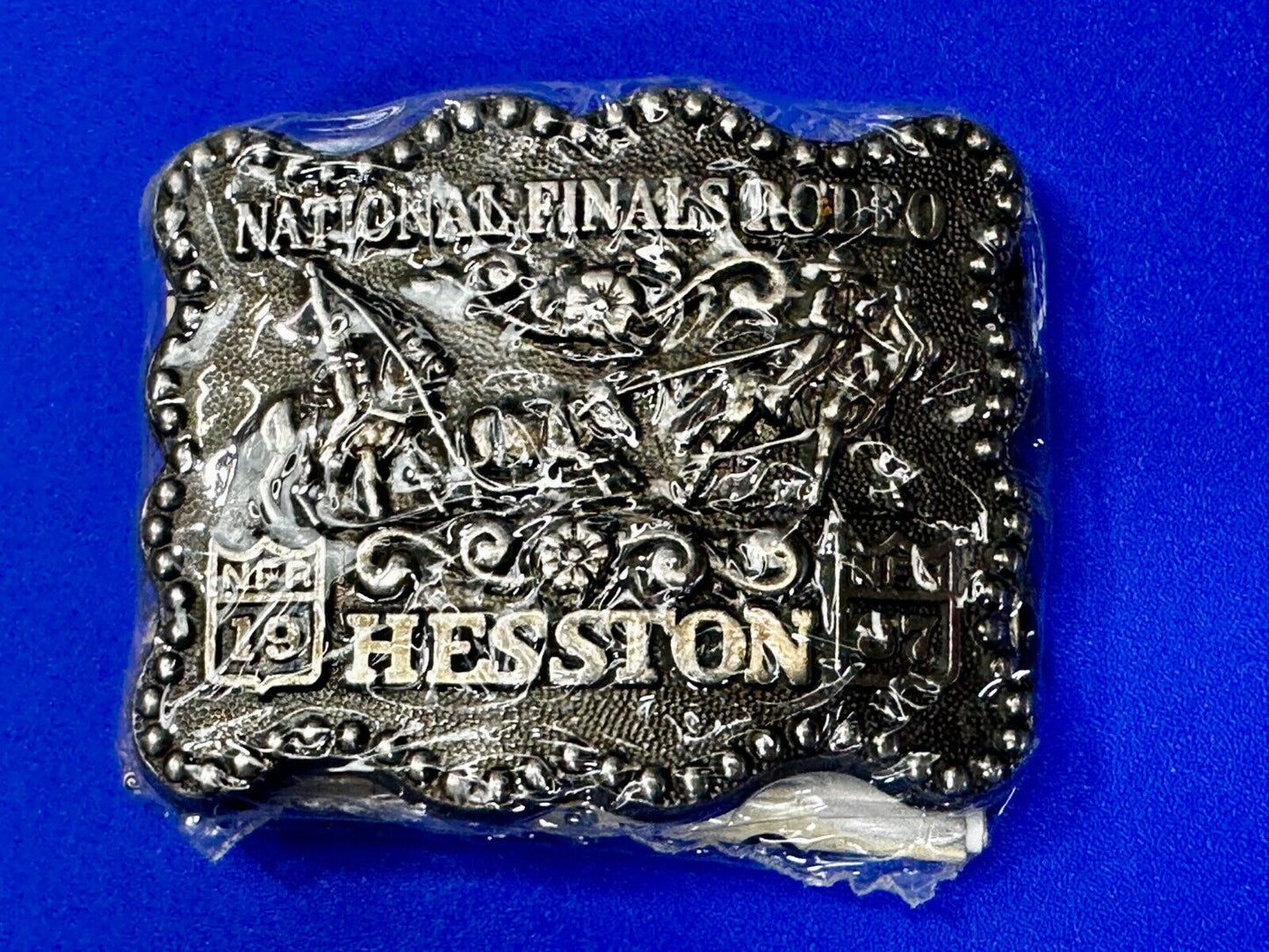 1987 Hesston National Finals Rodeo NFR Cowboys Youth Size NOS Belt Buckle