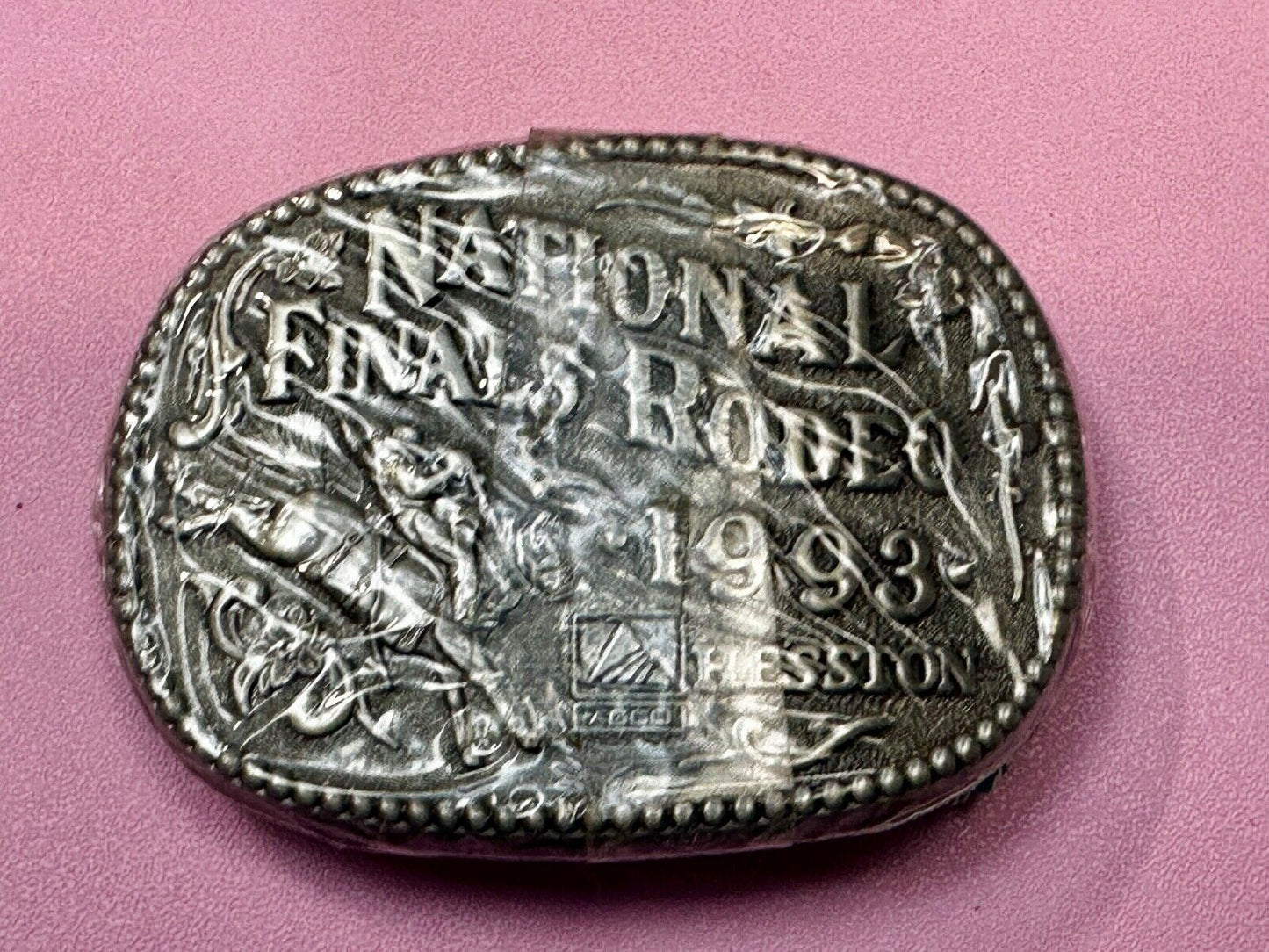 1993 NFR National Finals Rodeo NOS Youth Size Hesston Commemorative Belt Buckle
