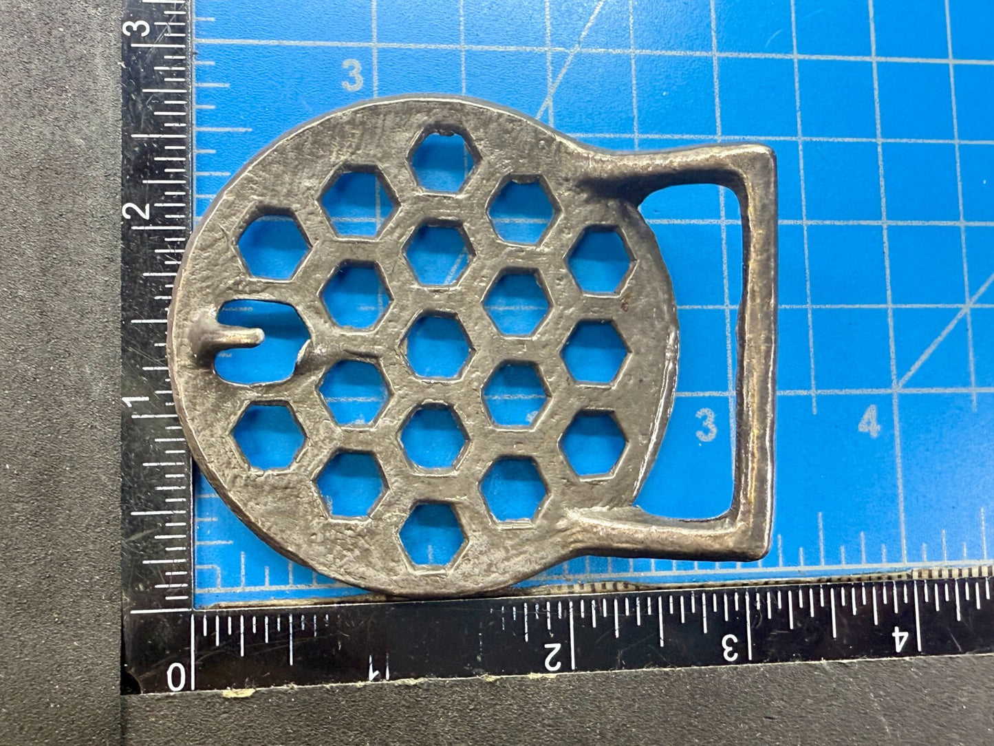 Artisan Welder Metalwork Abstract Honeycomb Open Work Vintage Belt Buckle