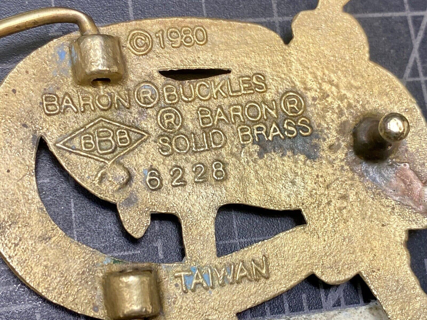 Vintage 1980 Horse Saddle Solid Brass Belt Buckle By Baron Brass Works