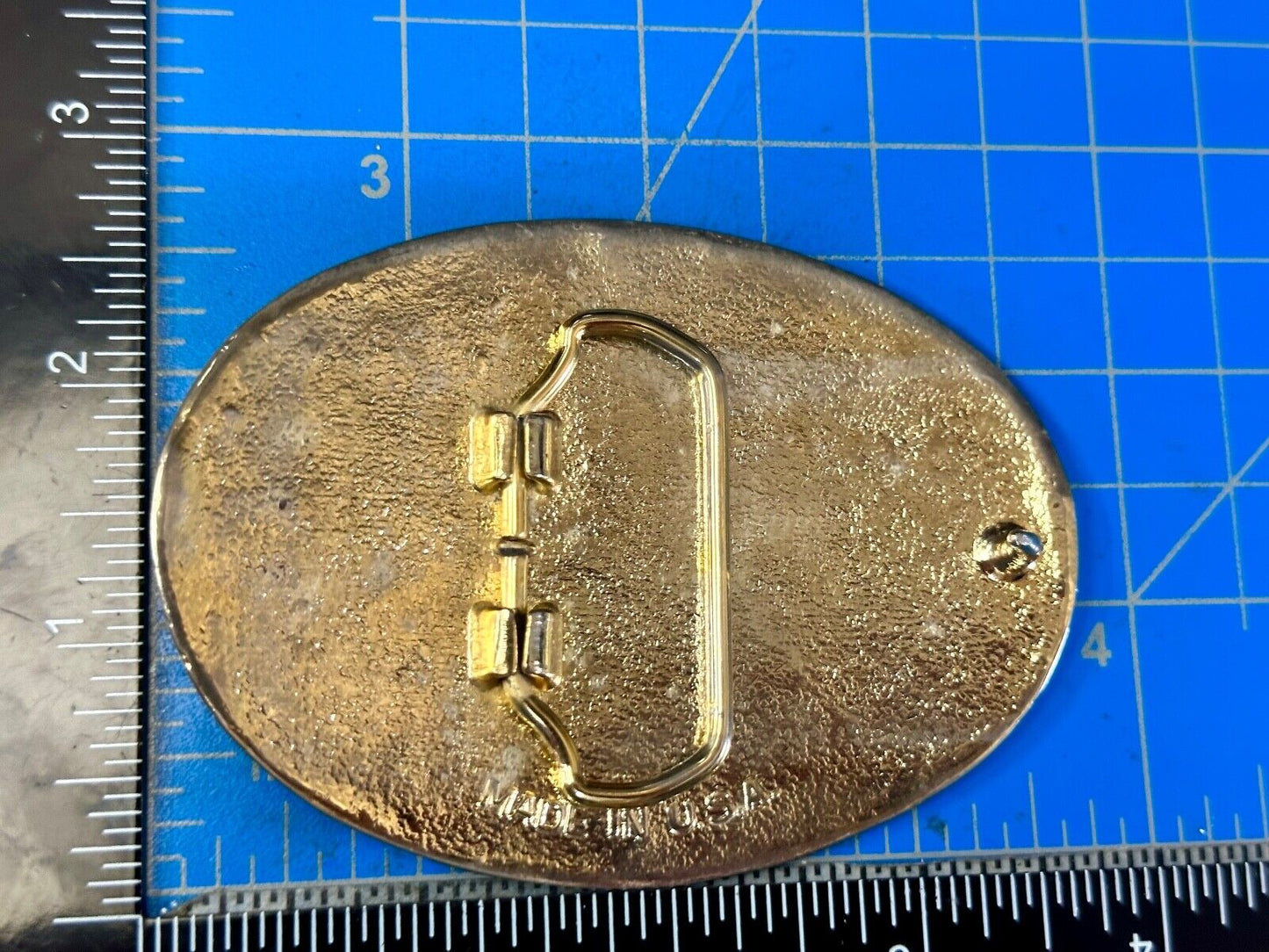 The Great State of Texas Star & Flag gold & black color USA made belt buckle