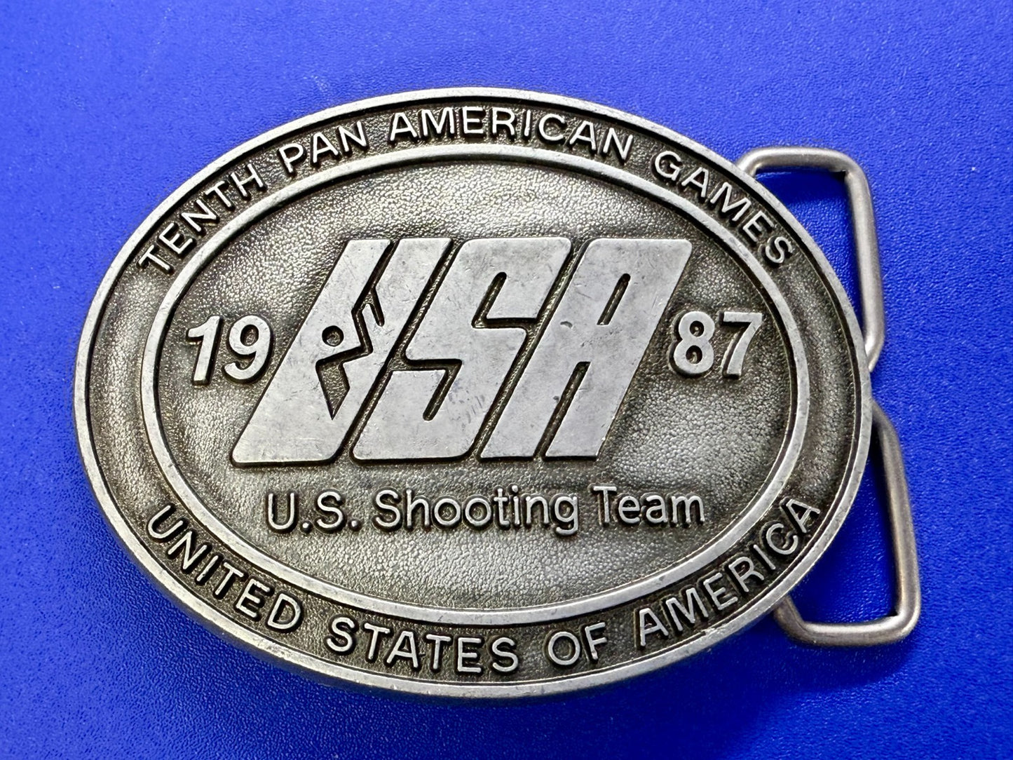 1987 USA U.S. Shooting Team Pan Am Games Commemorative NOS Belt Buckle