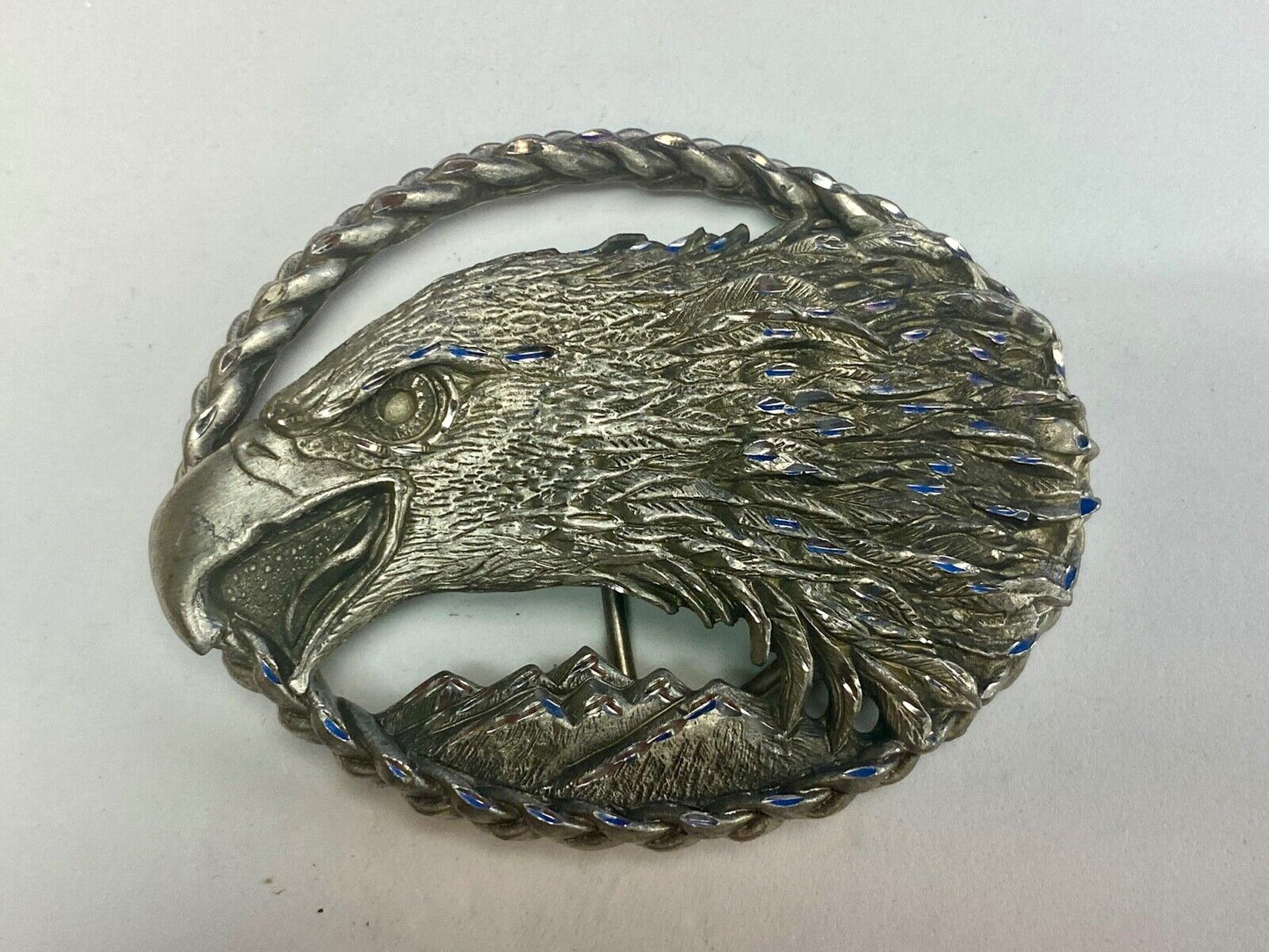 Vintage 1995 EAGLE head see through PEWTER belt buckle by EJC