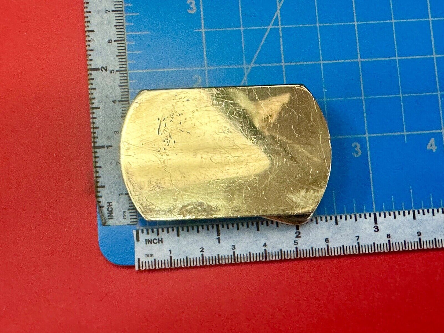 Artisan 2.5" wide rounded corner brass tone dress belt buckle