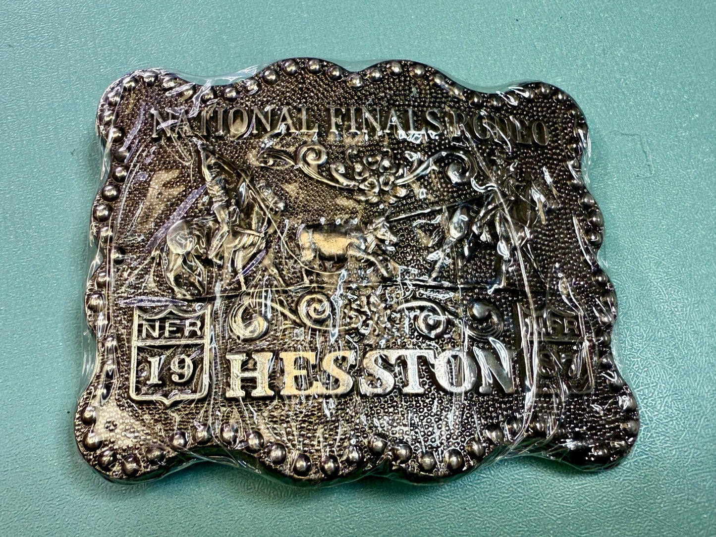 1987 Hesston NFR National Finals Rodeo Cowboys Award Design Medals Belt Buckle