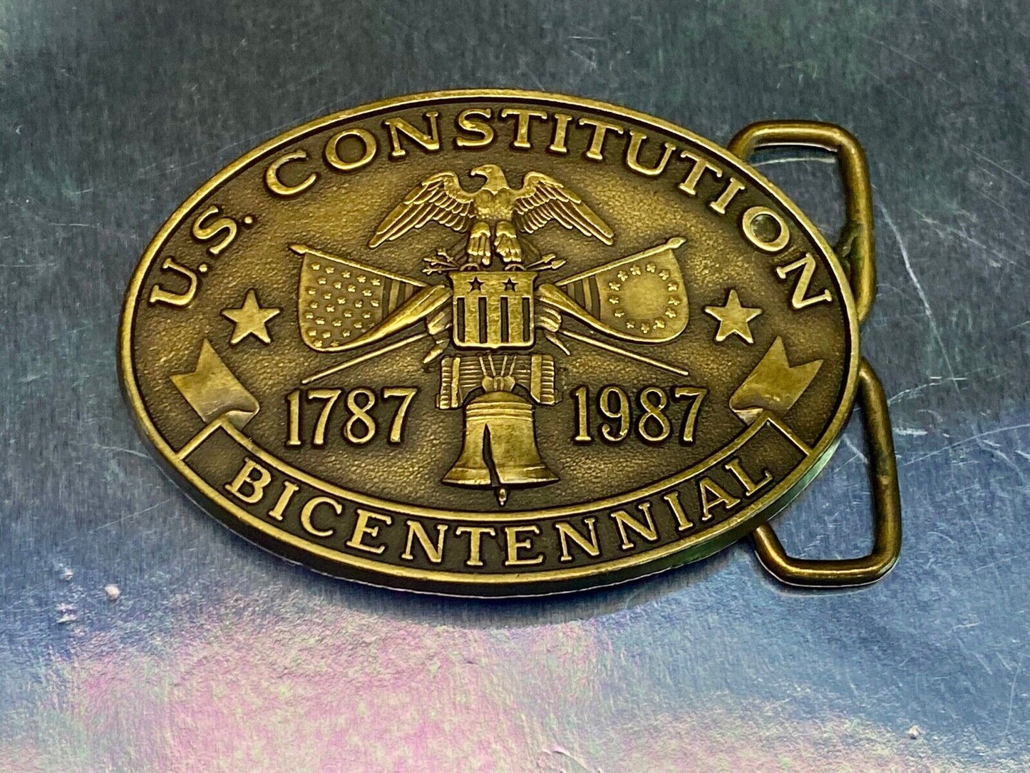 200Th Anniversary Us Constitution Commemorative Western Patriotic Belt Buckle