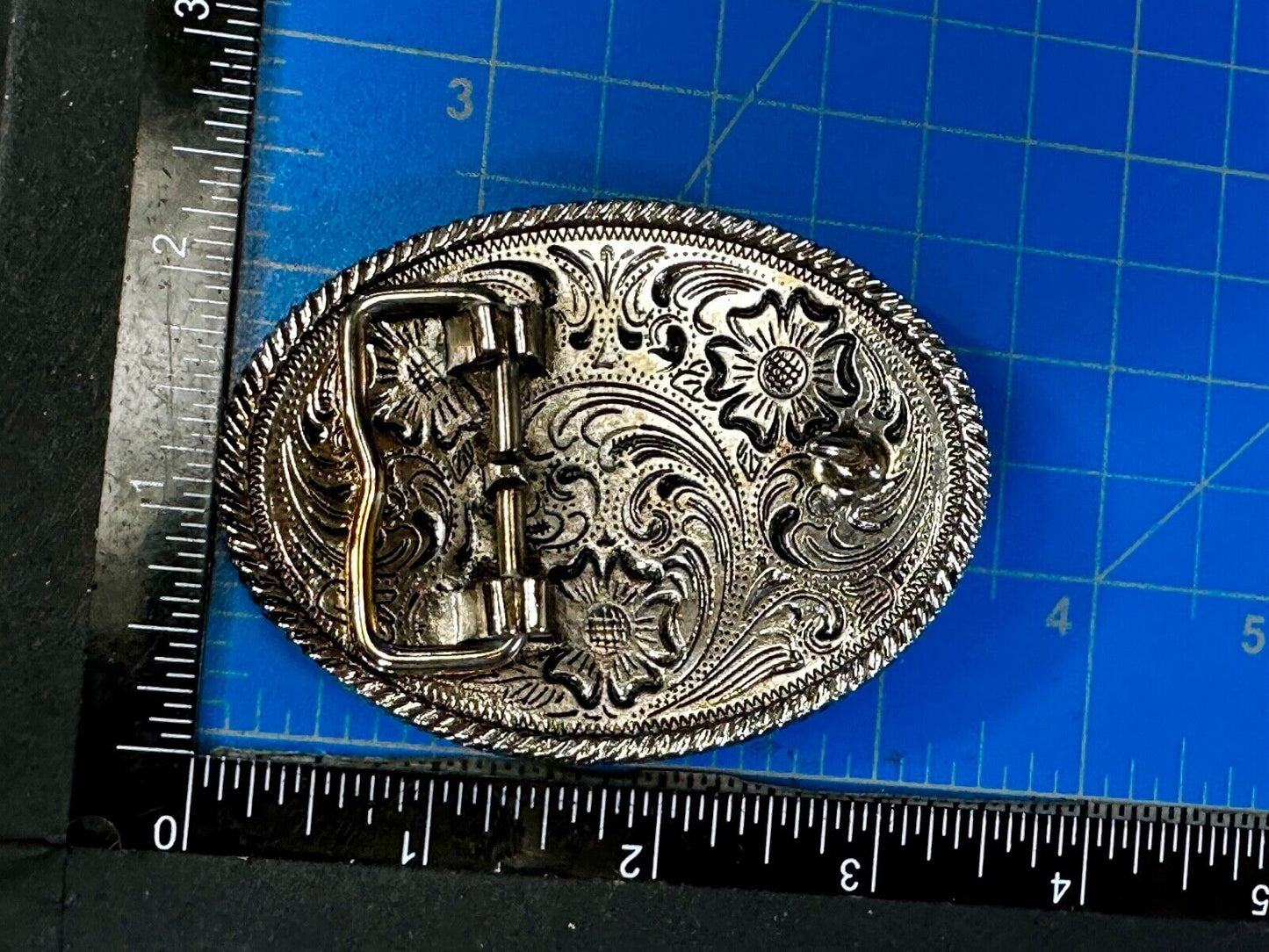 Texas Longhorn Steer Bull Ornate Two-Tone Vintage Oval Belt Buckle