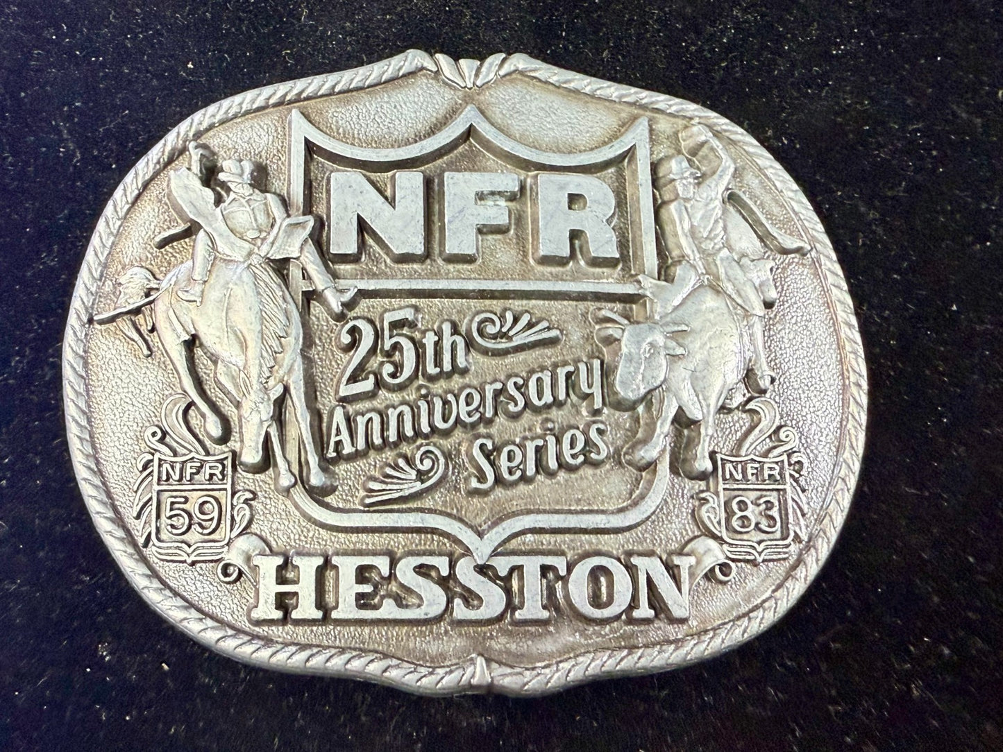 1983 Hesston Nfr National Finals Rodeo Cowboys 25Th Anniversary Belt Buckle