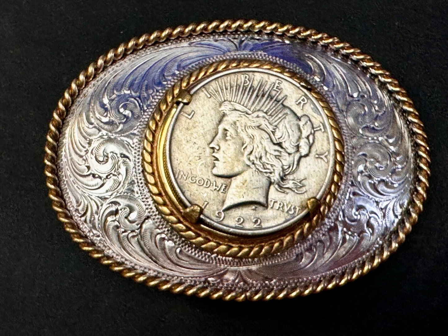 USA Peace Dollar 1922 Liberty Coin Collectors Montana Silversmiths Belt Buckle