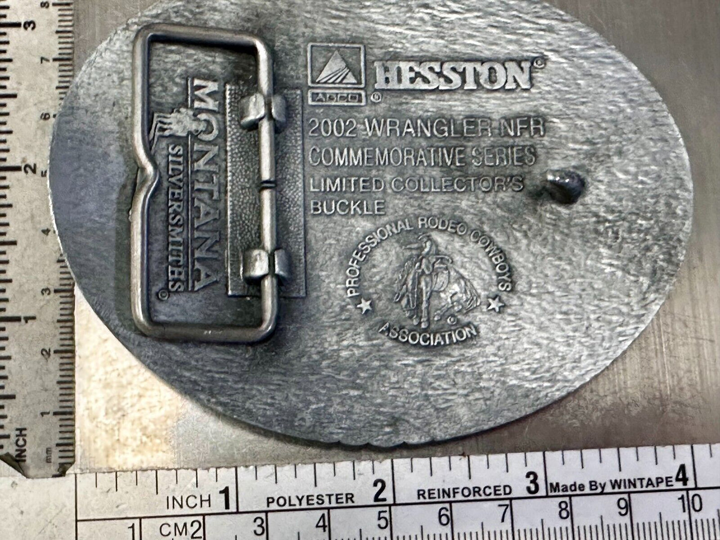 2002 Hesston NFR National Finals Rodeo Wrangler Montana Silversmiths Belt Buckle