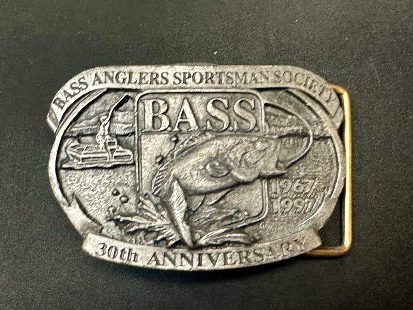 1997 BASS Bass Anglers Sportsman Society Fishing 30th anniversary belt buckle