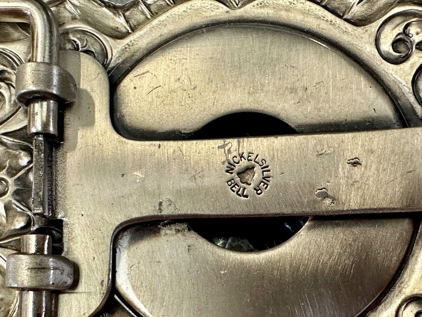 BELL Trading Post NICKEL SILVER Horse head bust profile belt buckle