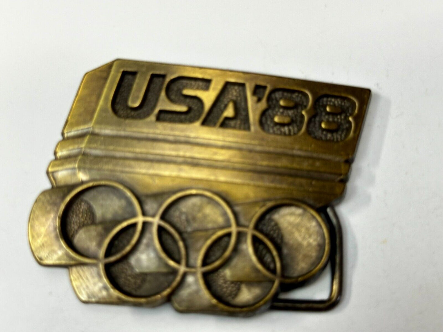 USA 1988 Olympic Games 5 Ring Emblem Commemorative Vintage Belt Buckle