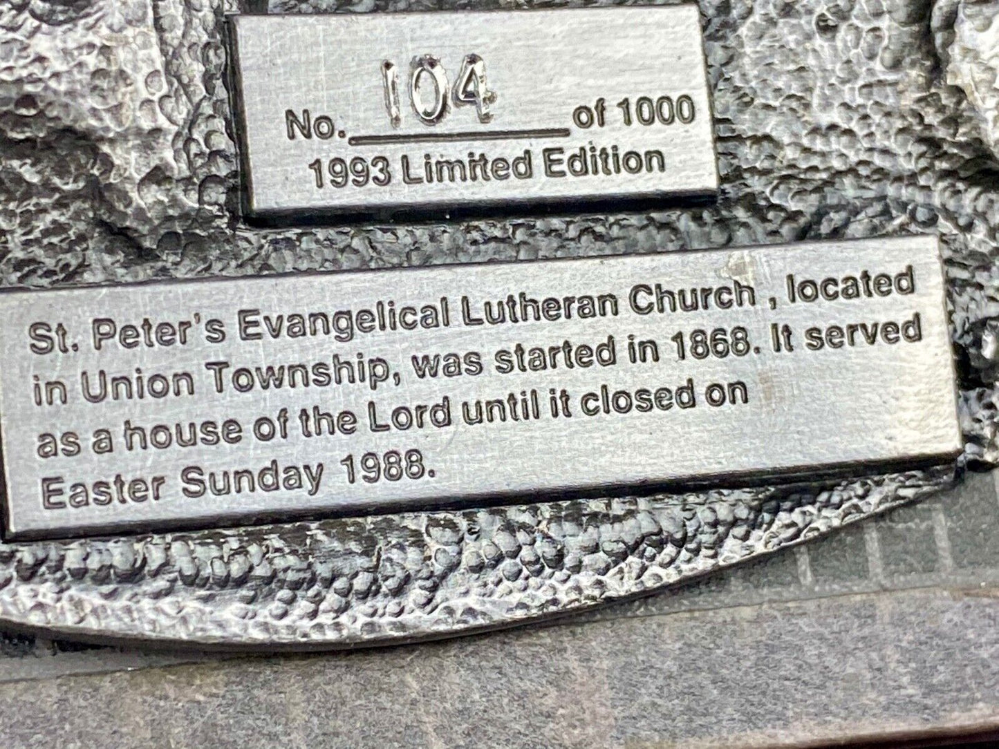 1993 Founder’s Days Caledonia MN belt buckle union township Lutheran church