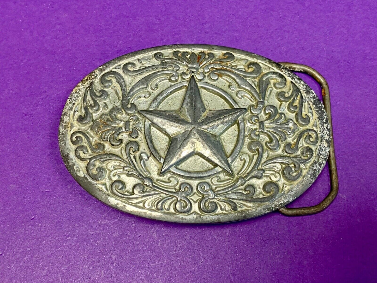 Vintage 1993 Western Star And Flower Swirl - Great American Belt Buckle Co