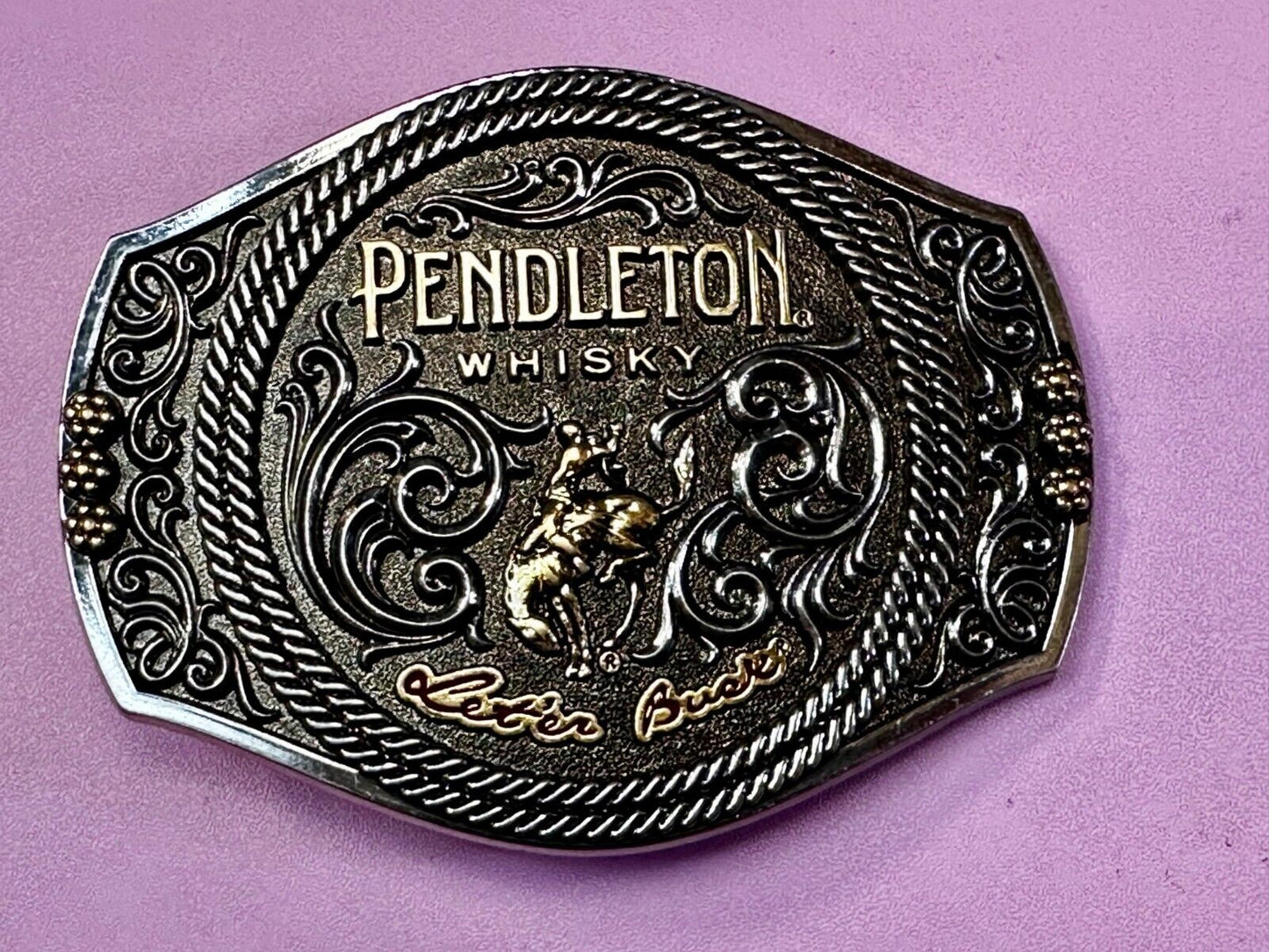 2021 Pendleton Whiskey Let'er Buck Rodeo Cowboy Montana Silversmiths Belt Buckle