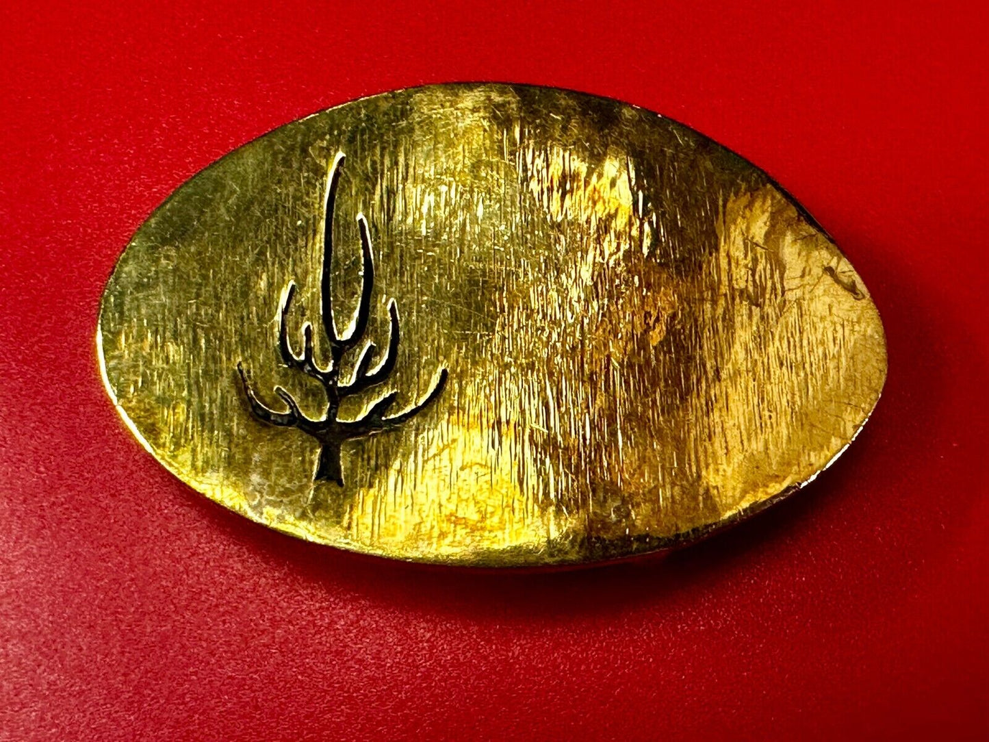 Black inland Fall Tree Small Hippy Vibe Brass Belt Buckle for up to a 1.25" belt