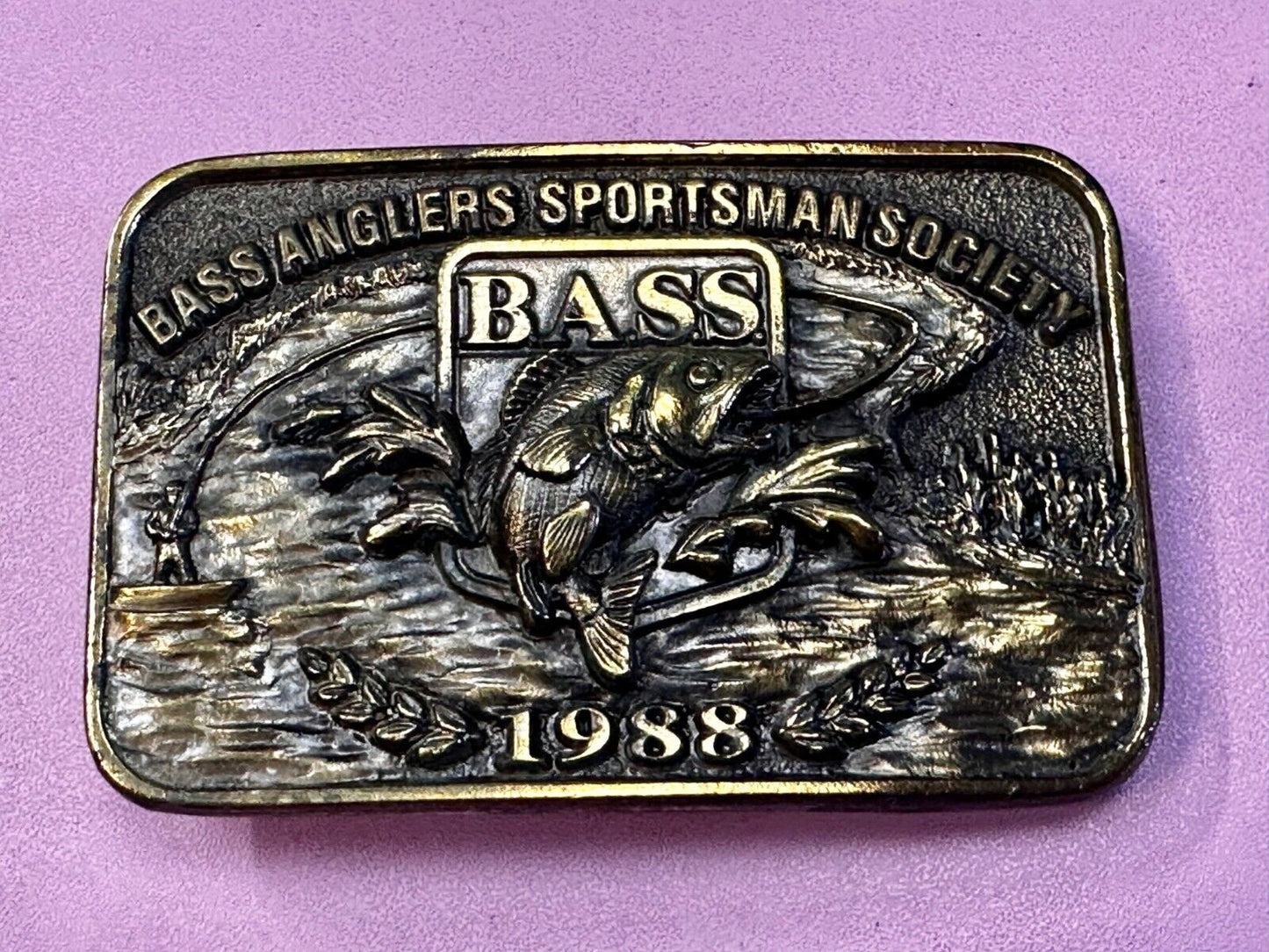 1988 Bass Anglers Sportsman Society Club Great American Belt Buckle