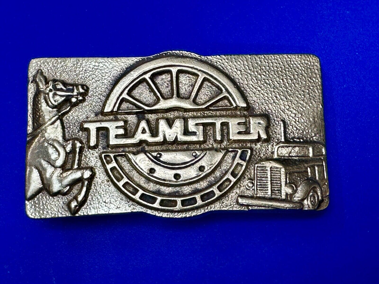 Teamster Union Vintage Solid Brass Belt Buckle Horse Truckers