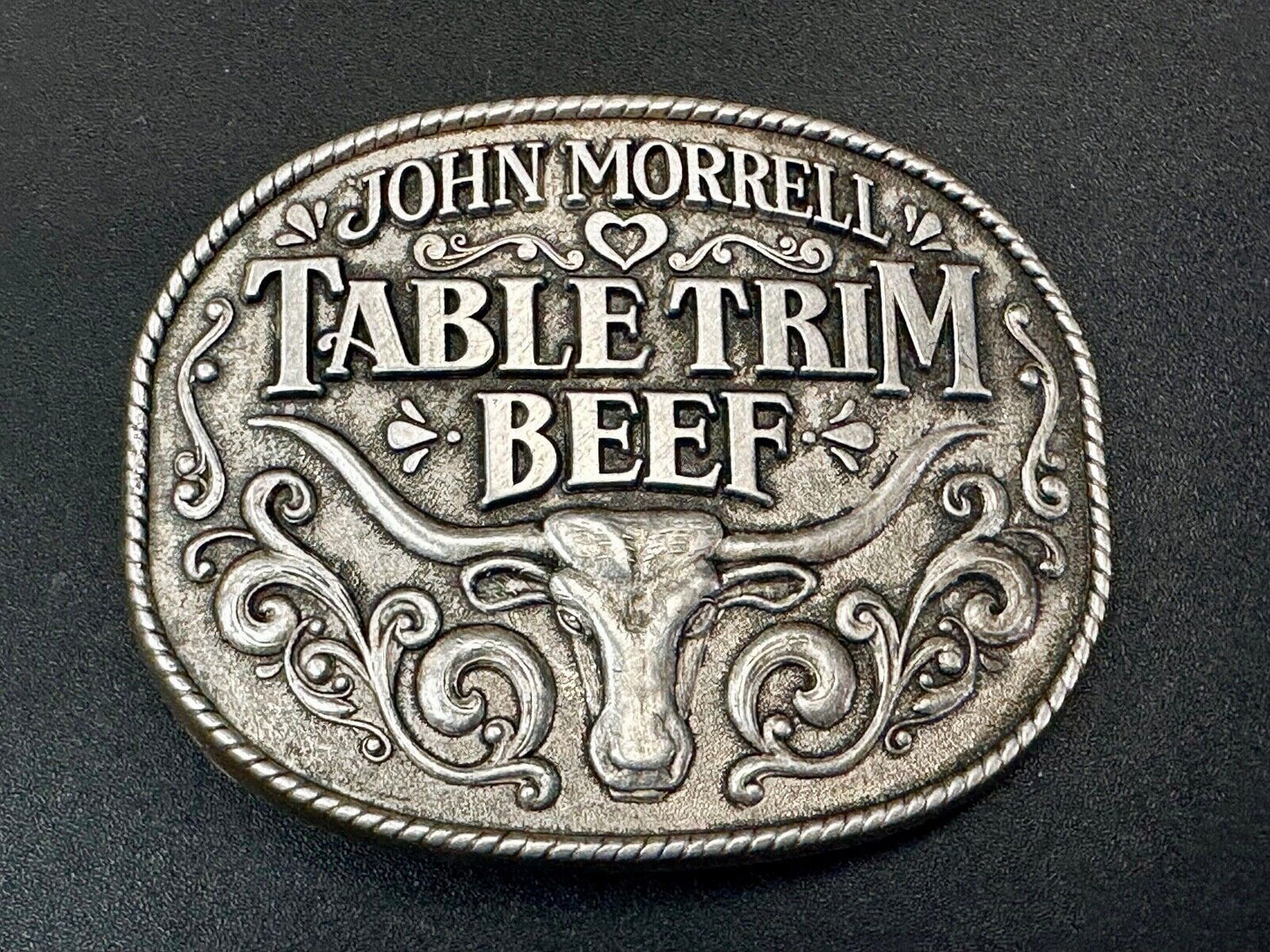 Table Trim beef - John Morrell vintage meat supplier store belt buckle