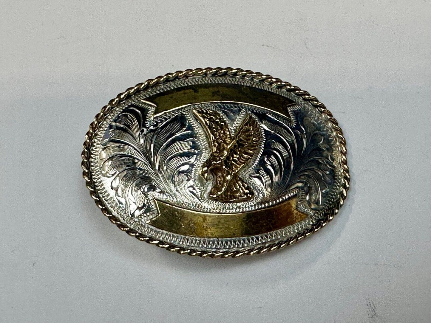 Beautiful Hunting Flying Diving Majestic Eagle on western two tone belt buckle